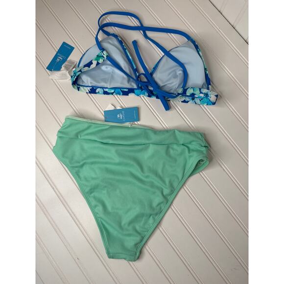 NWT Cupshe Two Peace Swimsuit Bikini Floral Triangle Strappy & Hi Rise BUNDLE M - Picture 6 of 6